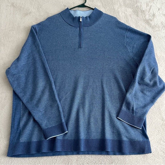 Tommy Bahama Sweater Men's 3XLB 1/4-Zip Pullover‎ Island Zone Long Sleeve Blue - Picture 1 of 7
